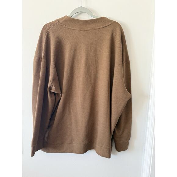 Vtg Lands' End Women's 3X Cotton V Neck Brown Pullover USA Ribbed - Picture 3 of 3